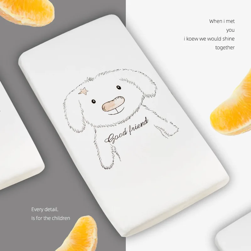 INS Nordic Baby Cot Fitted Bed Sheet Knit Cotton Matress Cover Newborn Baby Child  Bed Sheets Cute Printing Bedroom Beddings (5)