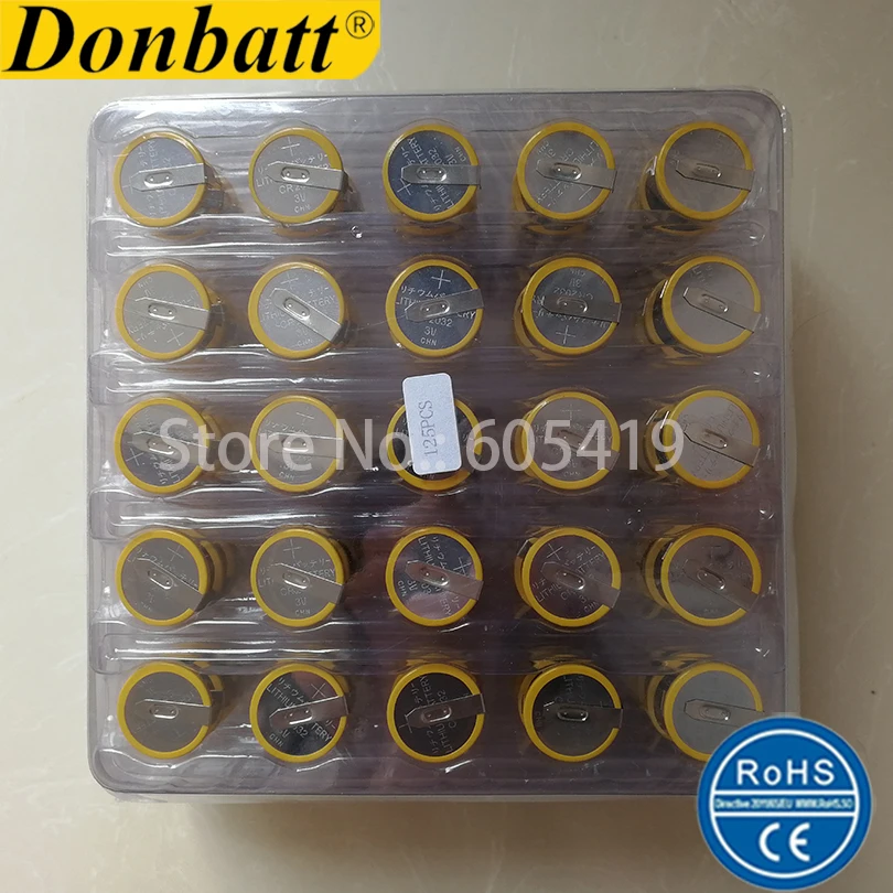 Soldering pins CR2450 3V lithium button battery with tabs 100pcs per lot  100% fresh