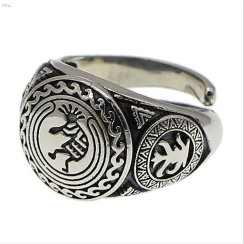 

2021 New Style S925 Silver Fashion Jewelry Trend Personality Retro Indian Maya Open Men's Ring For Men Thai Silver