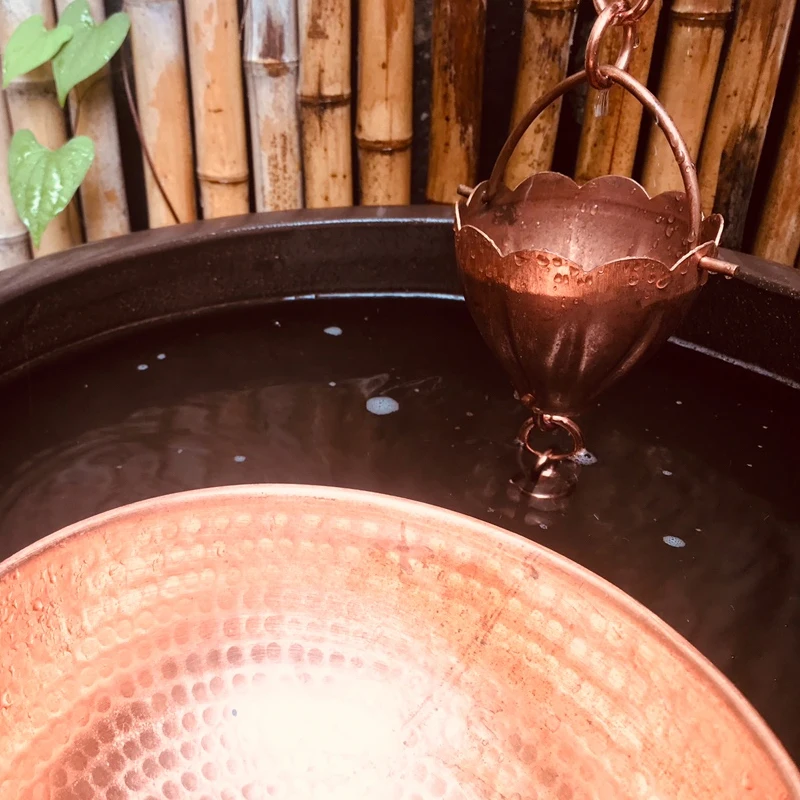 260cm Copper Rain Bell Drainage Chain Water Diversion Chain Temple Homestay Villa Gutter Japanese Courtyard Copper Guide Rain Ch