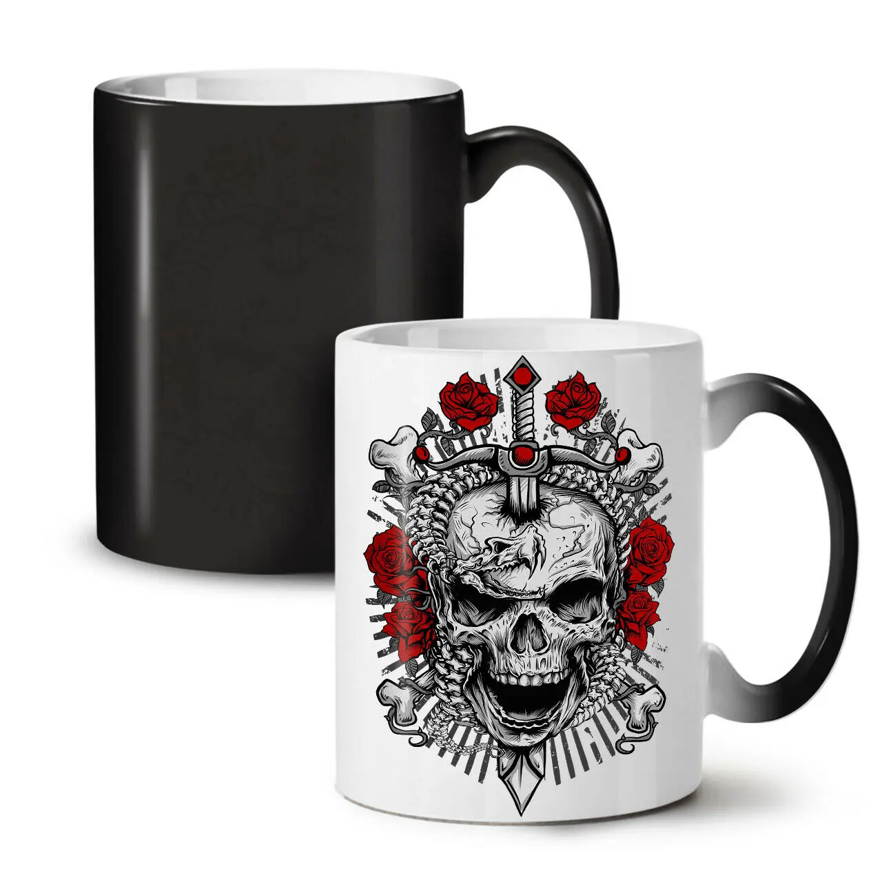 Face Sword Evil Skull NEW Colour Changing Tea Coffee Mug 11 Oz Milk Gift Cup Mugs | Дом и сад