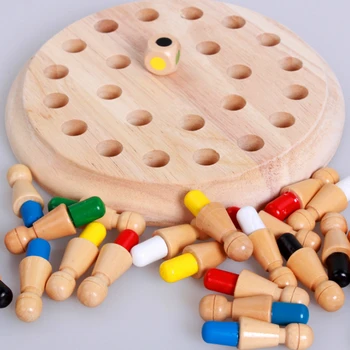 

New Children Memory Board Games Wooden Color-match Chess Pieces Party Games Intelligence Development Toys for Kids Baby