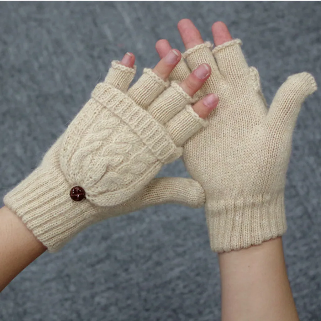 Зимние Перчатки с теплой подкладкой, уютные вязаные толстые Перчатки, варежки для женщин, Повседневные вязаные Перчатки, гетры для рук