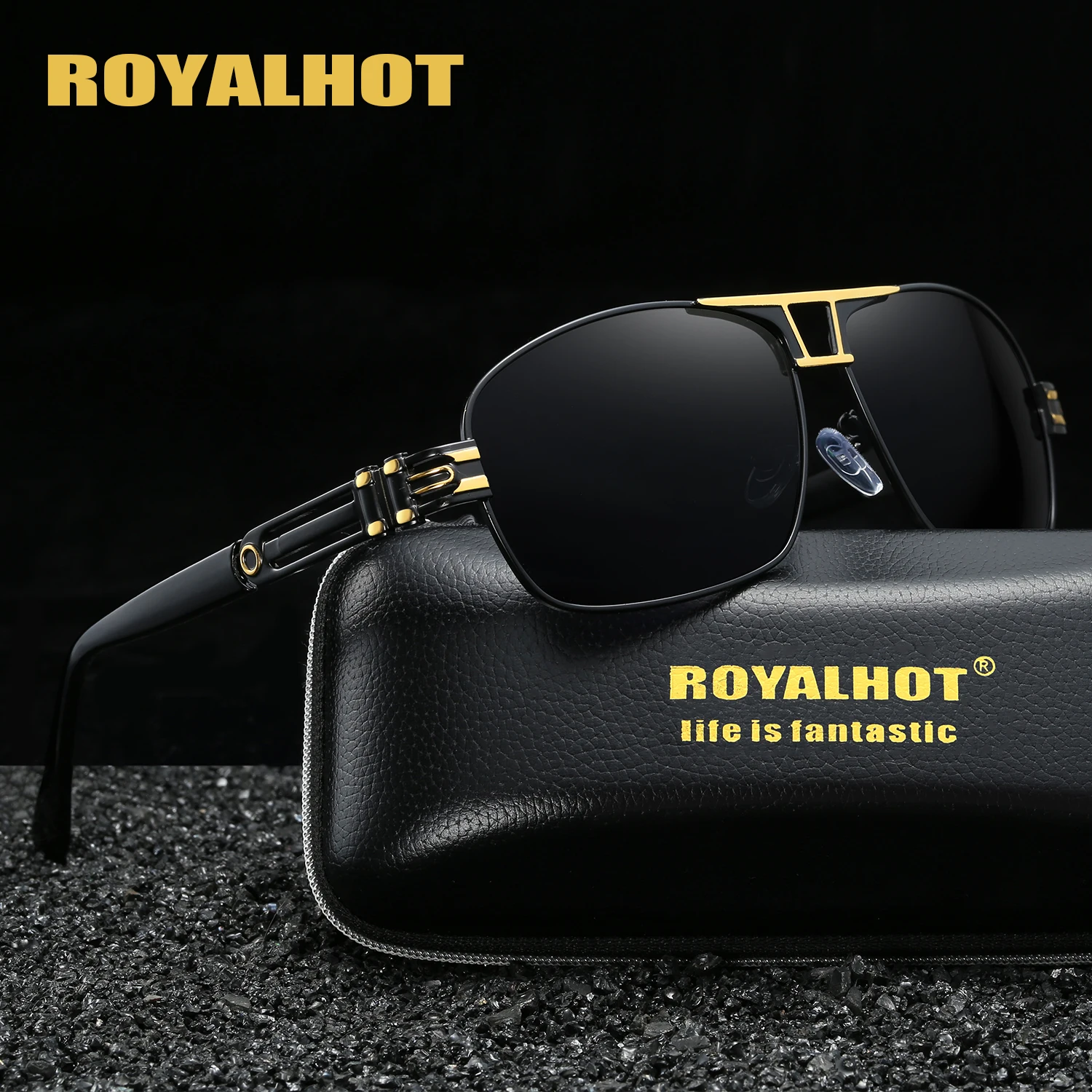 RoyalHot поляризационные, прямоугольной формы, солнцезащитные очки в оправе, мужские и женские очки для вождения, солнцезащитные очки, солнцезащитные очки, мужские очки, 70019