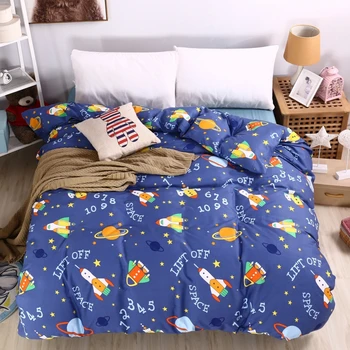 

New Space Life Printed Blue Duvet Cover Boy Girl Kid Pure Cotton Quit Cover Comforter Cover Twin Full Queen King Size Bedclothes
