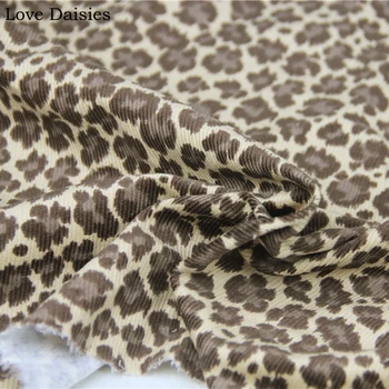 

BEIGE Brown Lepard Printing Fashion Corduroy 100% Cotton Thick Fabrics for Winter Autumn Clothing Pants Dress Handwork Craft Bag