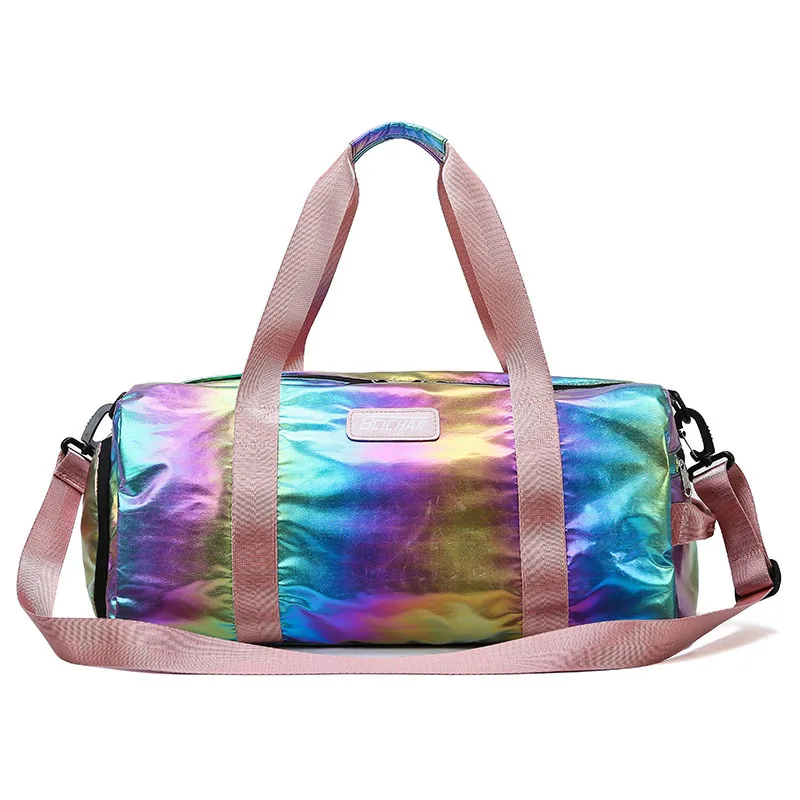 Women Sports Fitness Swim Bag Large Whole Sale Handbags with Shoes Pouch Wet and Dry Combo Travel Swimming Hologram Bags