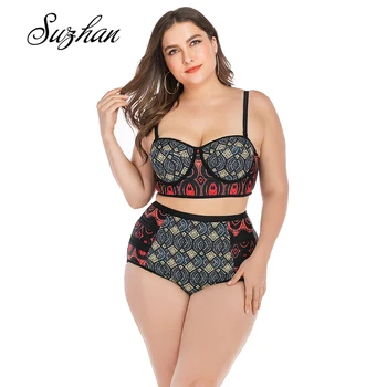 

Suzhan Europe and the United States large size sexy bikini steel holder large cup ladies swimwear swimsuit Oni flower