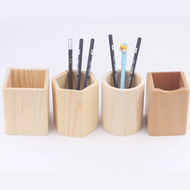 Pen Holder Wooden Pencil Holder Pencil Box Makeup Brushes Holder Wood Pen  Holder Deskrop Organizer Stationery Pencil Container - AliExpress