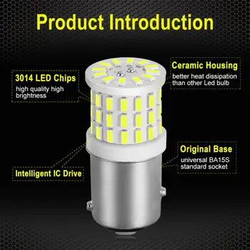 

2pc 6000K White 1157 BAY15D P21/5W 57-SMD LED Ceramic Taillight Stop Brake Light Easy Installation