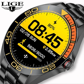 

LIGE Full Touch Screen Fashion Smart Watch Heart Rate Monitor IP68 Waterproof Sport Fitness Watch Men Smartwatch for Android iOS