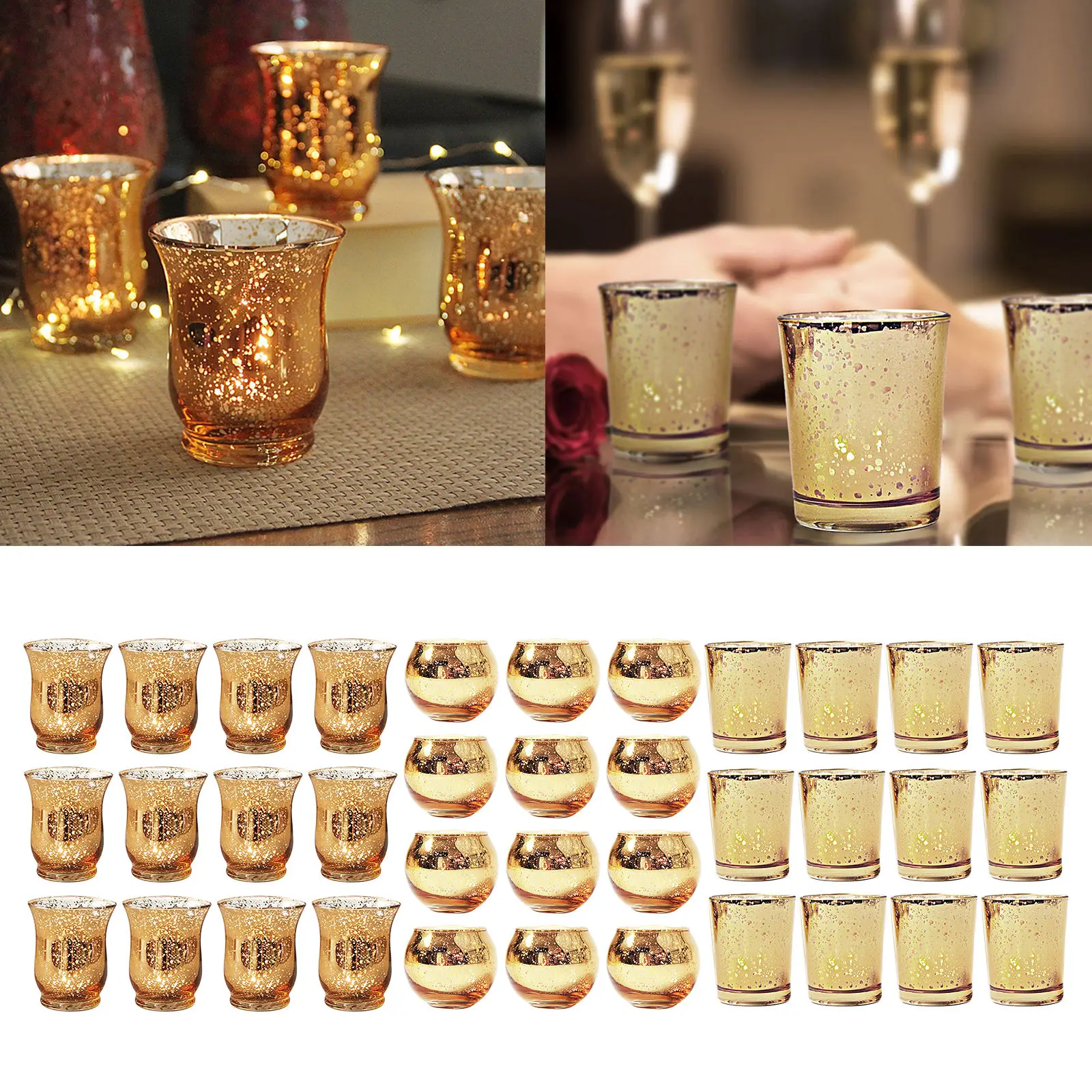 12x Speckled Glass Votive Tealight Holder Wedding Centerpieces Parties
