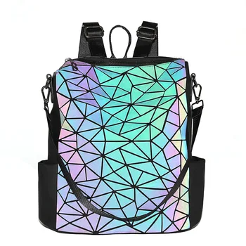 

High Designer Luminous Geometric Backpack Elegant School bookbags for Women Color Changable Student Travel Backpack