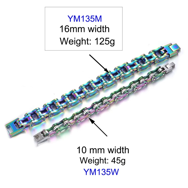 SDA, уникальные ювелирные изделия для пар, Радужный цвет, для мужчин и женщин, мотоциклетный браслет-цепочка, 316L, нержавеющая сталь, изящные украшения, YM135M