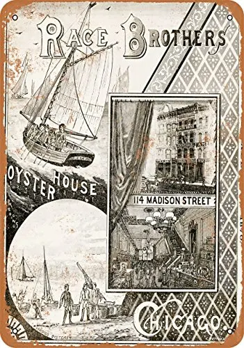 Metal Sign - 1883 Race Brothers Oyster House Chicago - Vintage Look Wall Decor Per Cafe Beer Bar Decoration Crafts