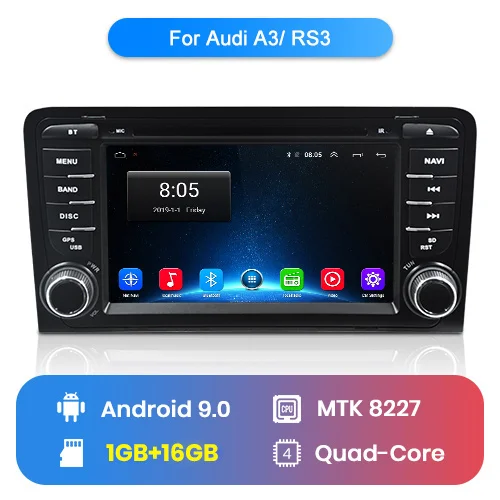 Junsun 4G+ 64G Android 9,0 для Audi A3 8 P/A3 8P1 3-дверей/S3 8 P/RS3 Sportback автомобиль радио мультимедиа плеер gps 2 Дина DVD - Color: 1GB - 16GB