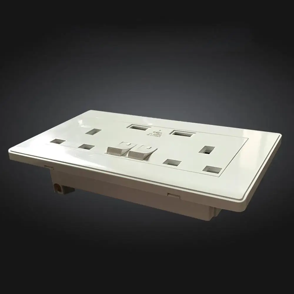 Двойной USB порт настенное зарядное устройство адаптер настенное зарядное устройство 13 к Великобритании Вилка двойная розетка 2 пути розетка белый