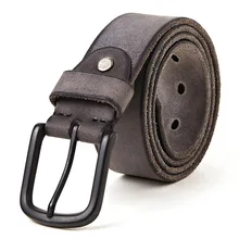 Кожаный мужской ремень матовый металлический ремень с пряжкой мягкий прочный кожаный ремень для мужчин без прослойки мужской ремень