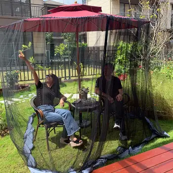 

Lawn Screen Cover Outdoor Patio Table Umbrella Mosquito Net Hanging Courtyard Double Zipper Camping Polyester Mesh Picnic