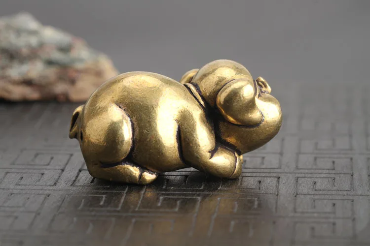Solid Copper Pig Small Statue Ornaments (5)
