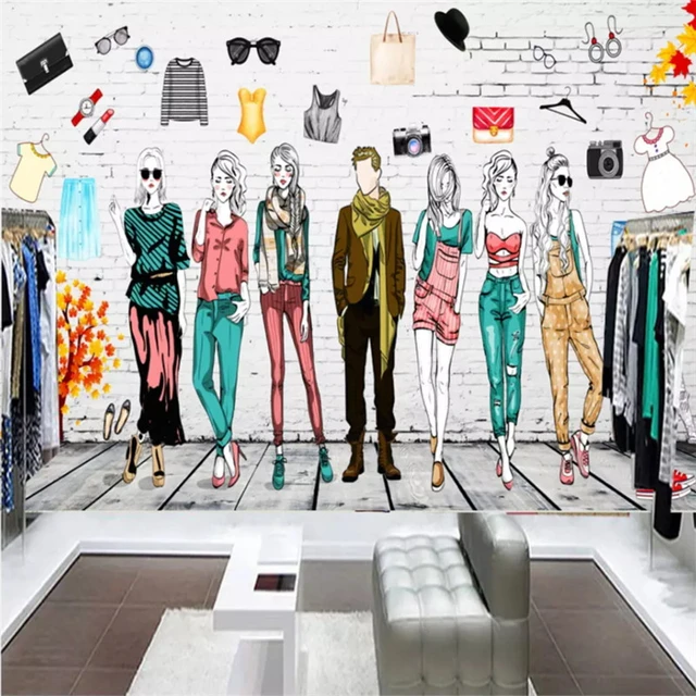 European And American Trend Fashion Clothing Shop Industrial Decor Background  Wallpaper 3d Teen Clothing Store Wall Paper Murals - Wallpapers - AliExpress