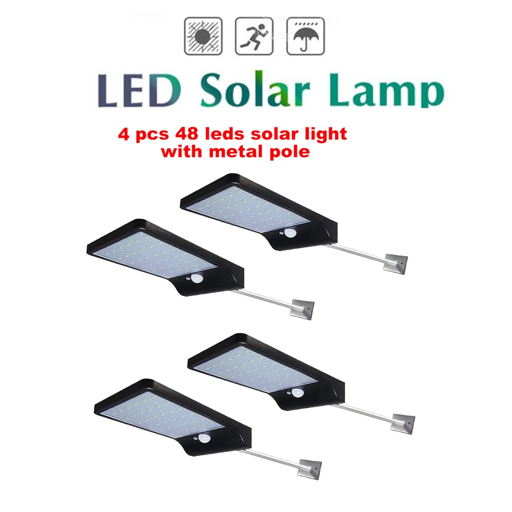 

2/4pcs 48 LEDs Solar Powered Wall Light Infrared & Light Sensor Wireless Outdoor IP65 Waterproof Security Lighting for Doorway s