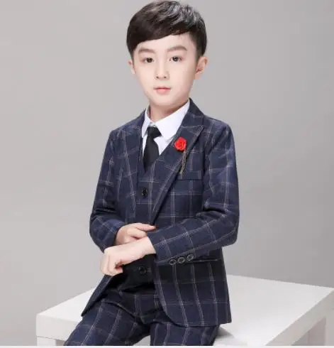 Hot Wedding Boys Suits Kids Clothes Toddler Formal Kids Blazers Children'S Wear Vest+ jacket+ Trousers Boys Outfit Customer