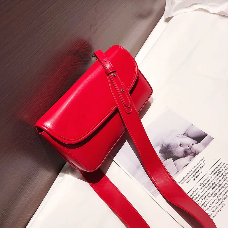 

JIULIN Autumn and winter new waxed solid small square bag retro simple shoulder diagonal women's bag