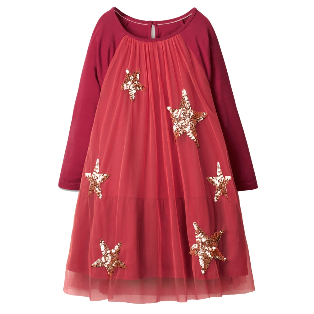 Платье для маленьких девочек; платье принцессы с длинными рукавами и аппликацией животных; туника с единорогом; трикотажная детская одежда; рождественские детские платья для девочек - Цвет: 104