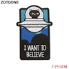 Нашивки ZOTOONE UFO для реальных джинсов, наклейки в полоску, вышитые значки, инопланетянин, кошка, нашивка, креативная Аппликация в полоску ► Фото 3/6