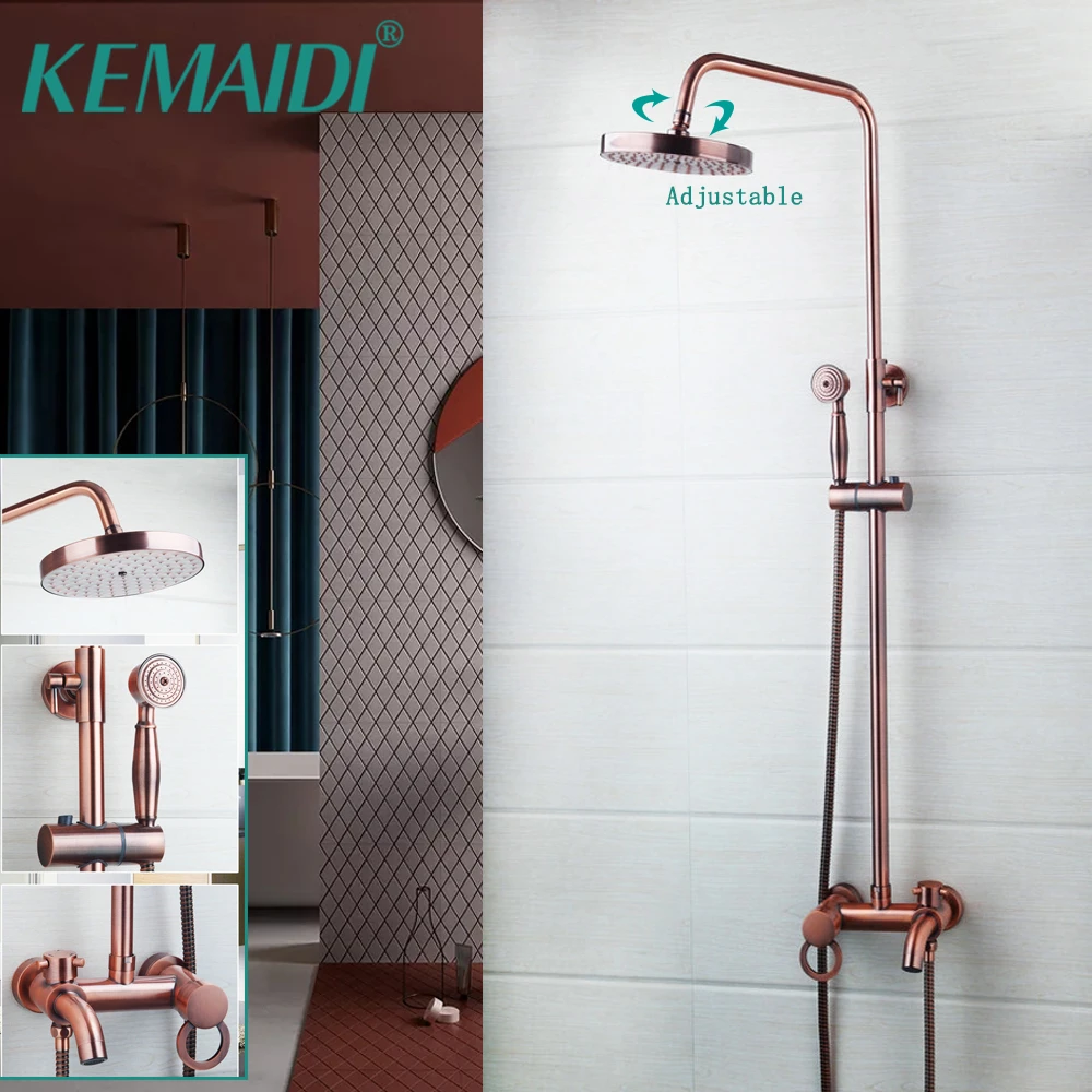 Kemaidi ピンクと金メッキのバスルームシャワーヘッド ハンドシャワー付きミキサー蛇口 レインフォールセット Bathroom Shower Set Shower Setbathroom Shower Aliexpress