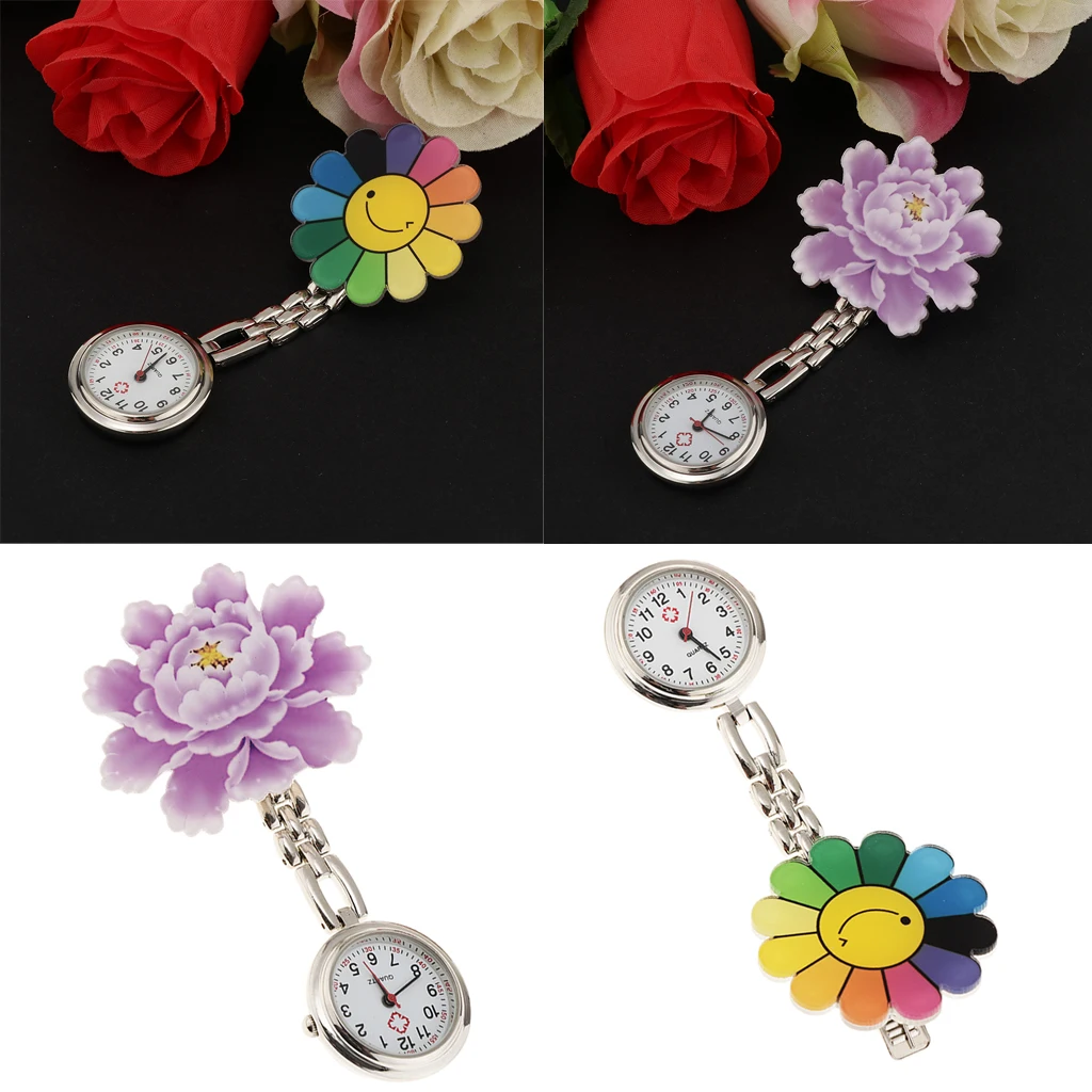 2Pcs Nurse Pocket Watch Women Paramedic Tunic Clip Brooch Doctor Fob Watches