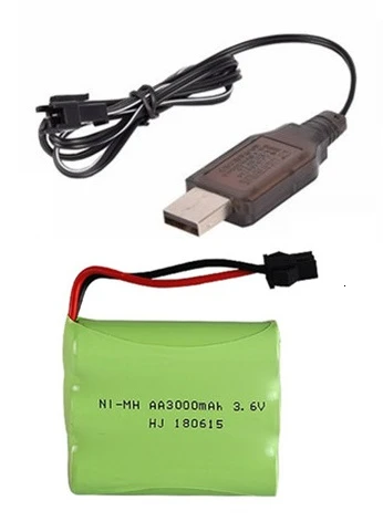 White Модель M) Ni-MH 3,6 v 3000mah батарея+ USB зарядное устройство для радиоуправляемых игрушек автомобиль Танк Поезд Робот Лодка пистолет AA 3,6 v перезаряжаемый аккумулятор - Цвет: White