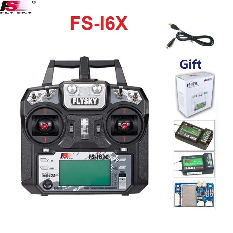 Flysky FS-i6X 2.4GHz 10CH AFHDS 2A RC Transmitter With X6B IA6b IA6B A8S R6B A3 IA10B Receiver For Rc Airplane
