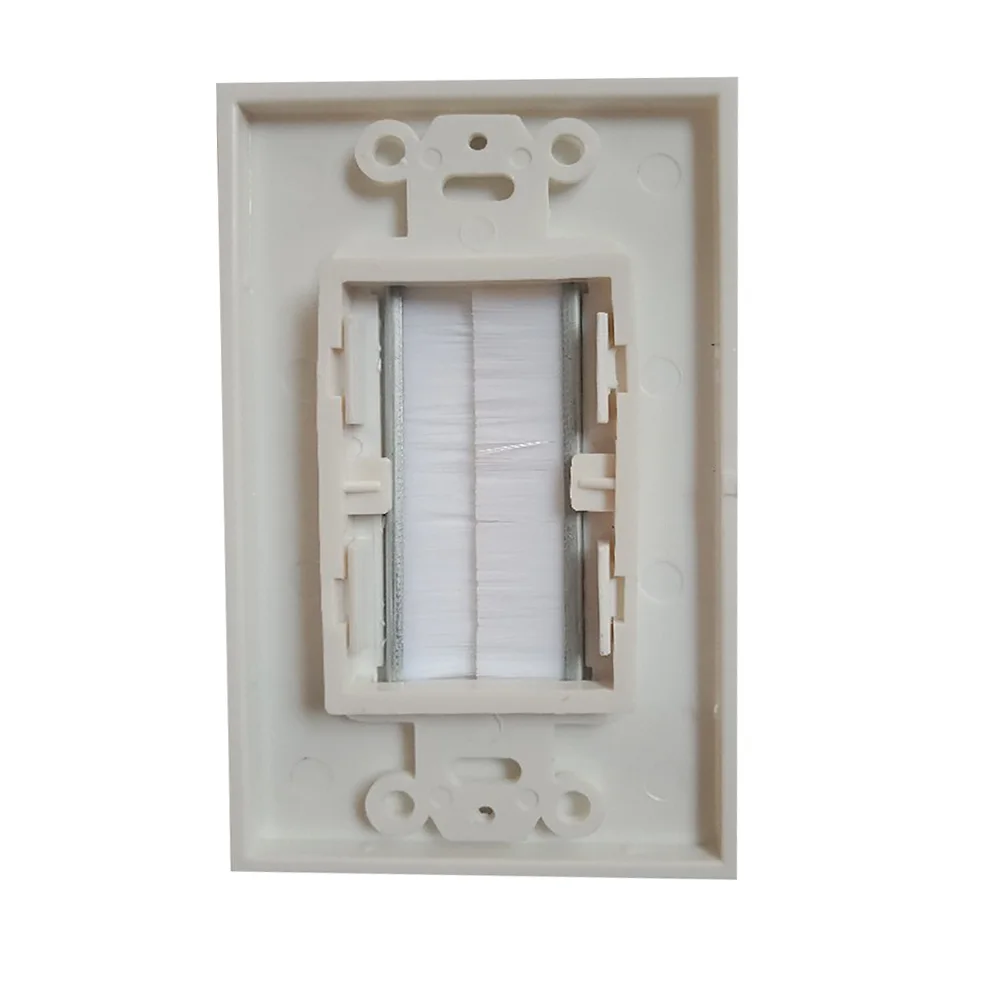 Insert Cover Panel Durable White Anti Dust Cable Pass Through ABS Home Easy Install Single Gang Wall Socket Brush Plate