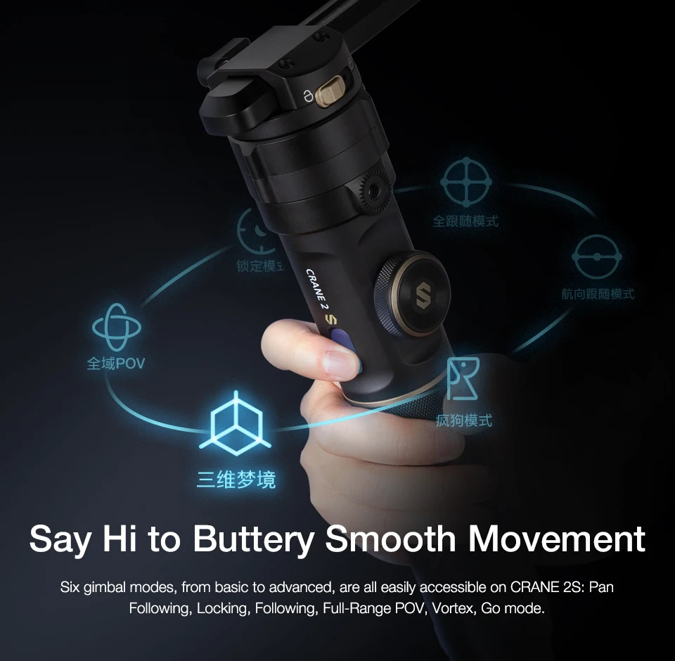 3 осевой шарнирный стабилизатор ZHIYUN Crane 2S Для беззеркальных камер DSLR поддержка BMPCC