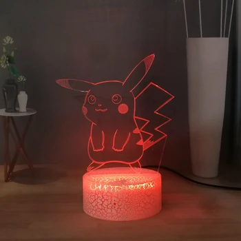 

Modern Pokemon Pet 3D Optical Table Lamp Lovely Pikachu LED Night Light for Boys Girls Bedroom Plug-in Desk Lamp Bedside Lamp