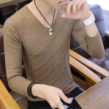 Мужской комплект с v-образным вырезом, тонкий свитер для подростков, удобный свитер из саржи