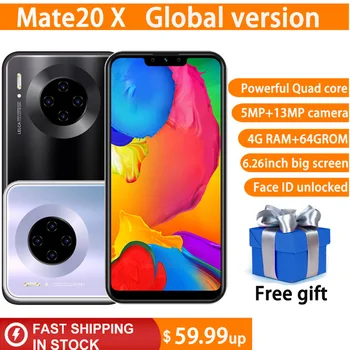 

Mate20 X 4G RAM 64G ROM celulares MTK6580 quad core 13MP Camera 6.26inch Screen mobile phones android face ID smartphones