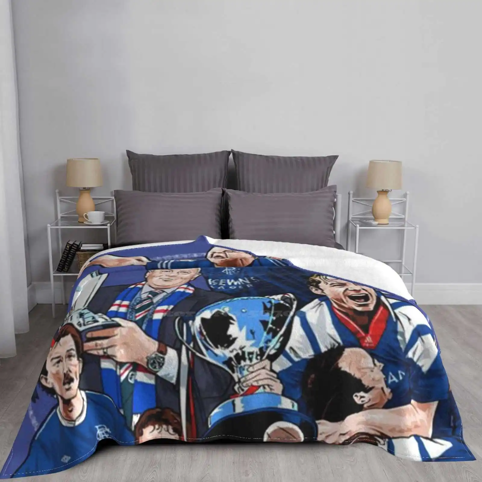 Glasgow Rangers Team Shaggy Throw Soft Warm Blanket Sofa/Bed/Travel Love Gifts Glasgow Rangers Football Scotland Gets We Are 5