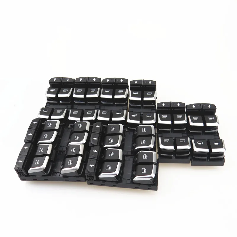 

AZQFZ Qty 10 Chrome Driver Window Glass Release Switch Button For A6 S6 C7 RSQ3 RS7 RS6 A7 Q3 4GD959851 4GD 959 851B 4GD959851B