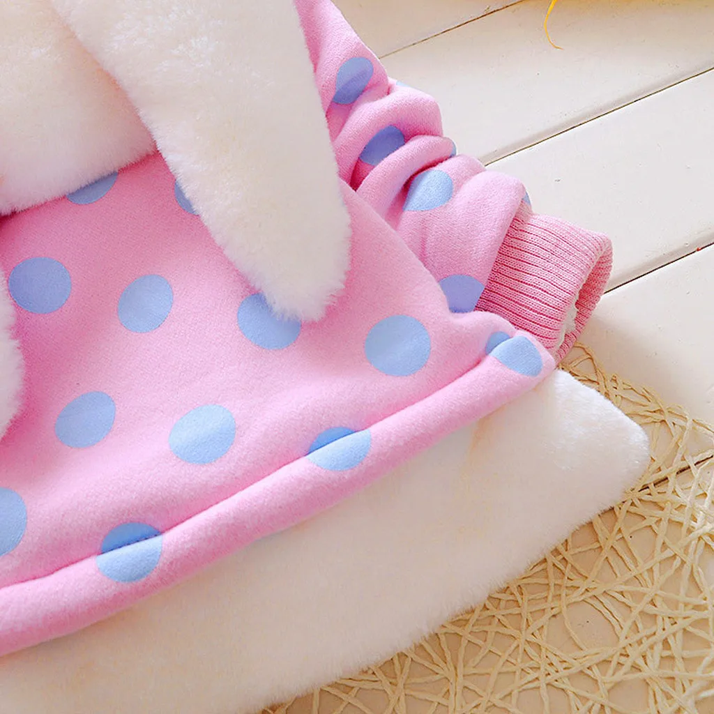 Girls Wool Coat For Girls Winter Warm Thickening Kids Outwear Clothing For Kids Baby Girl Warm Thick Rabbit Ears Hooded Jacket