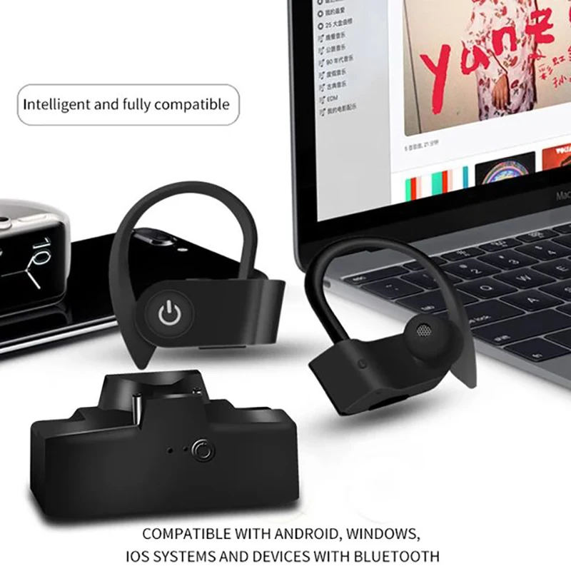 TWS 3 6 Wireless earphone Bluetooth Headset Sports Ear Hook Wireless Headphones Earbuds with charging bin volume control