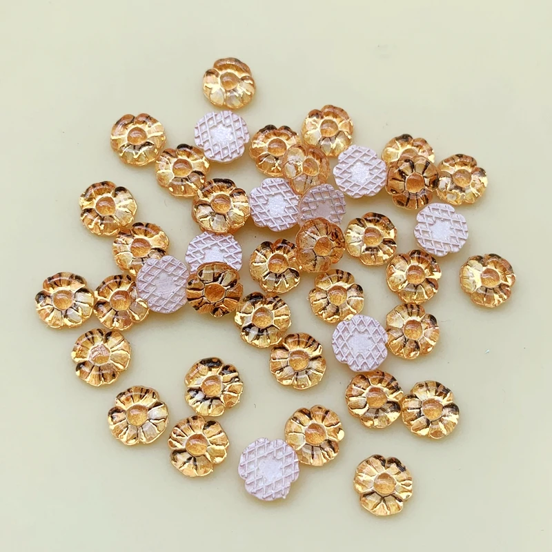 E102 Multicoloured 8mm Resin imitation Flower Design Acrylic Rhinestone, Flat back Art Beads Decorate DIY 900pcs/Lot-E10 - Цвет: E102