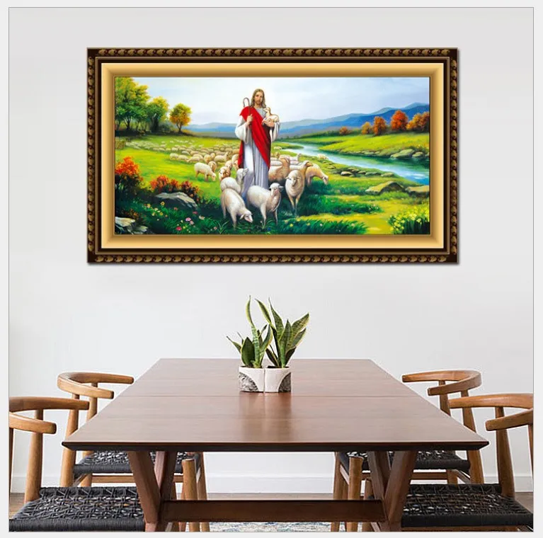 

Christianity Jesus Brick Painting Stick Drill Cross Stitch Living Room Decorative Painting DIY God Loves Common People Brick Emb