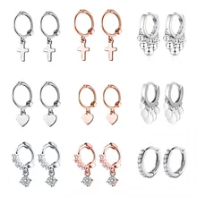 Висячие серьги-гвоздики в форме сердца из стерлингового серебра 925 пробы для женщин и девушек, свадебные подарки, ювелирные изделия, Подвесные серьги de ley 925 mujer