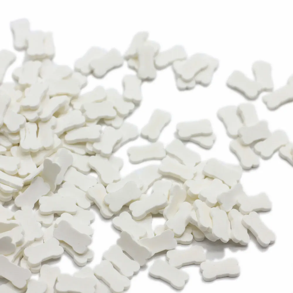 

50/200g Mini White Dog Bones Slices Polymer Clay Sprinkles for Crafts Making DIY Scrapbook Phone Nail Art Decoration Accessories