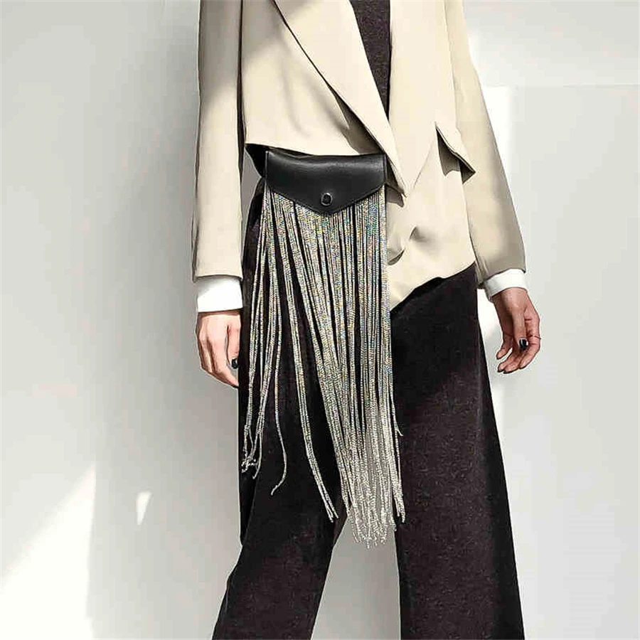 

New 2019 Personality tassel waist belt women can be accessorized with cross-slung one-shoulder tassel women bags