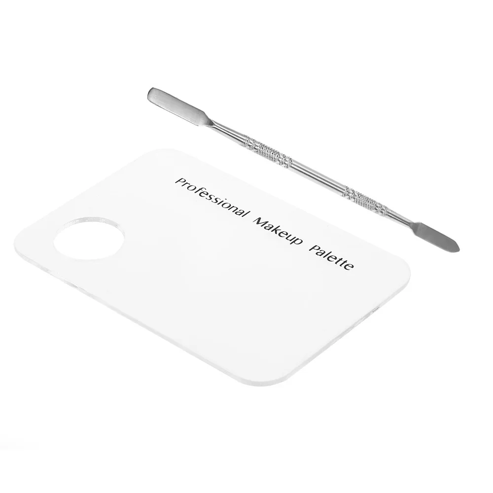 

Palette Clear Acrylic Nail Art Palette Professional Cosmetic Makeup Mixing Palette Stainless Steel Spatula Manicure Tool Set