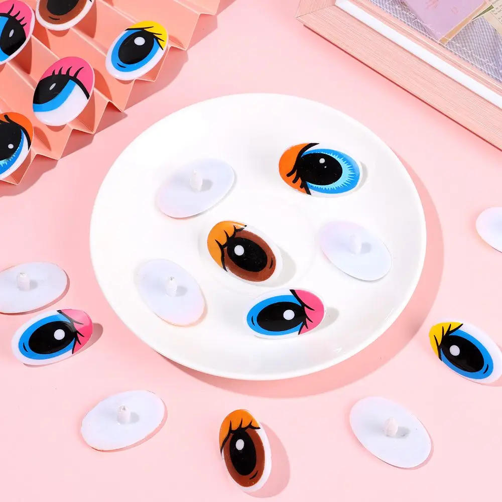 10Pcs 3D Plastic Eyes Dolls Eyes Cute Colorful Oval Cartoon Kids Stuffed Animals Plush Eyes DIY Handmade Dolls Accessories Toys